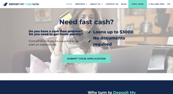Deposit My Cash Now – Loans up to $3 000